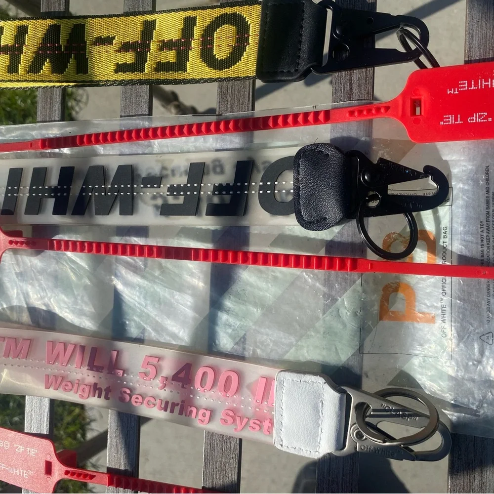 3 Off-White Black & Yellow Strap pink and a black letter one bundle with 3